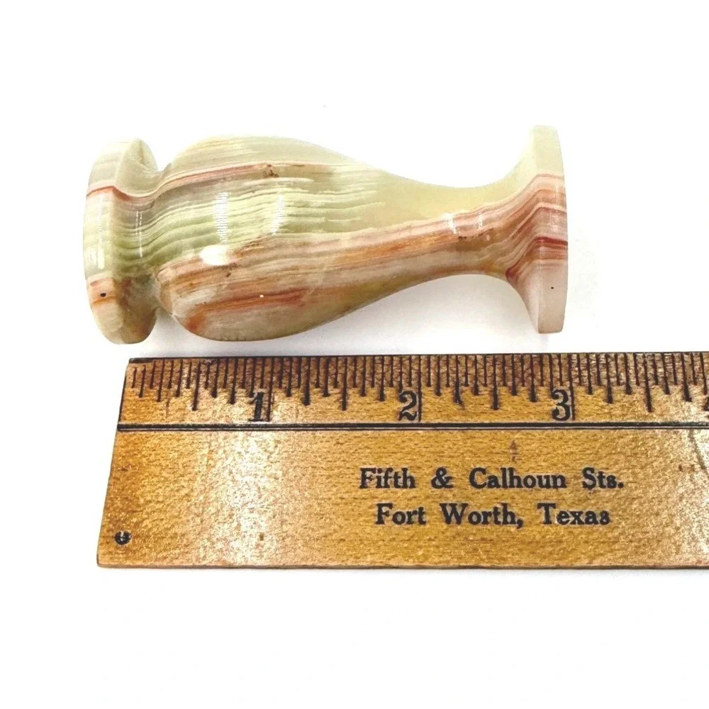 Vintage Miniature Earth Tones Onyx Stone Bud Vase Polished‎ Marble Decor